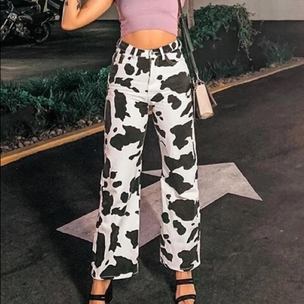 Plus Size Cow Print Jeans